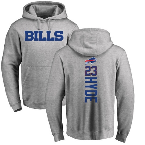 Men NFL Buffalo Bills #23 Micah Hyde Ash Backer Pullover Hoodie Sweatshirt->nfl t-shirts->Sports Accessory